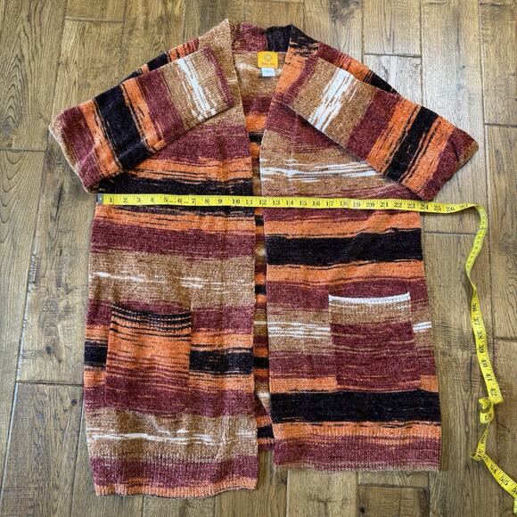 Ruby Rd. Open Front Cardigan Sweater Womens XL Multi Striped Boho Aztec Western - Picture 5 of 5